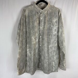 Snakeskin Print Button-Up long sleeve women Shirt Size:XL